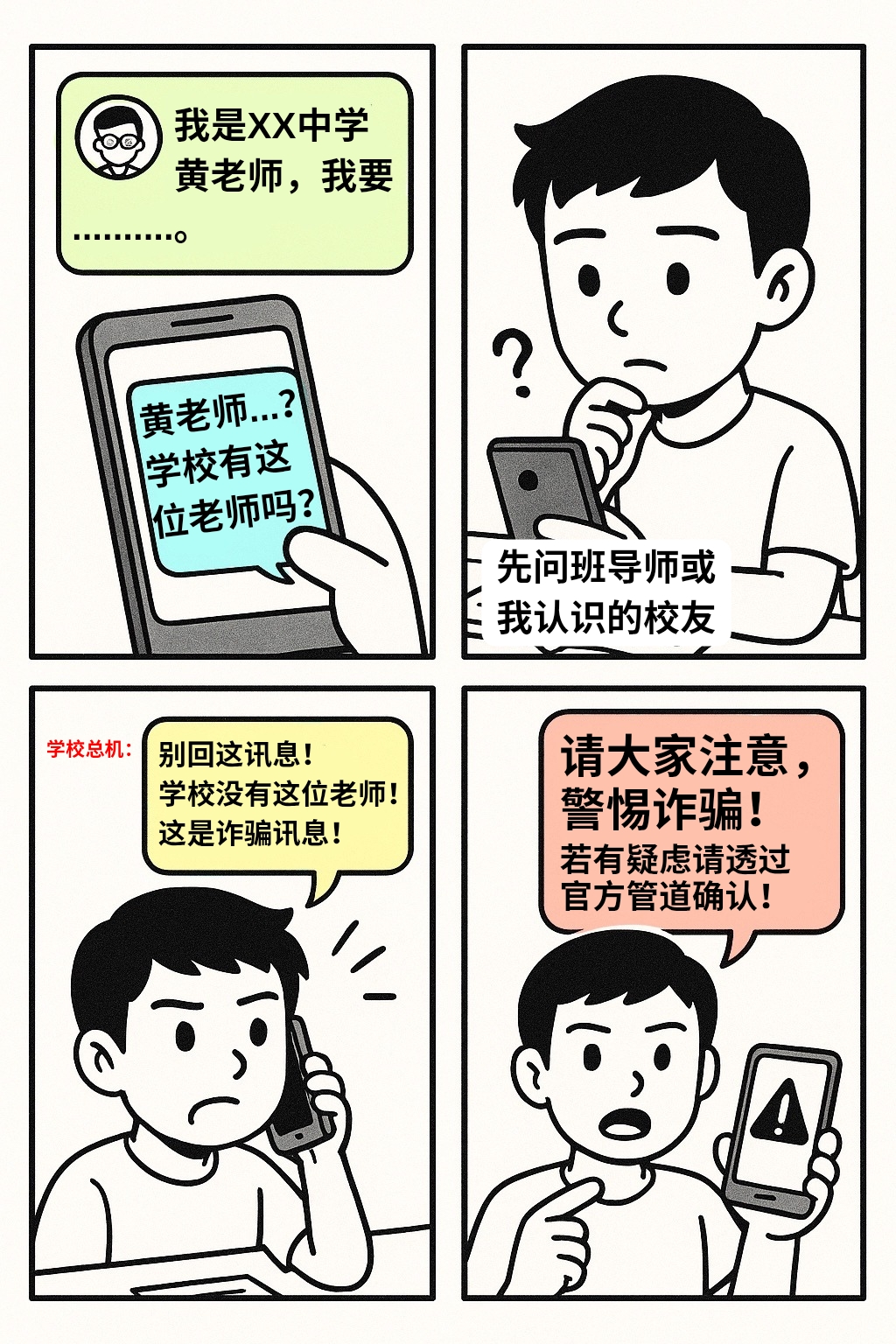 警惕诈骗 · 请勿轻信陌生讯息